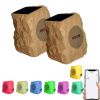 5 Core Rock Speaker Outdoor Waterproof Bluetooth Garden Speakers Solar & USB Charging RGB Colors for Patio Pool & Home