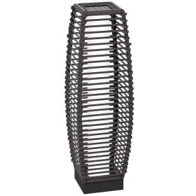 Outsunny Solar Floor Lamp, Outdoor Rattan Garden Lantern Pathway Light & Decorative Driveway Lighting with Auto On/Off LED Lights for Porch, Yard (Color: as Pic)