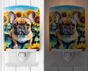 NEW French Bulldog in Sunflowers Ceramic Night Light Compact, UL-Certified, Ideal for Bedroom, Bathroom, Nursery, Hallway, Kitchen, 6x4x3, Multicolor