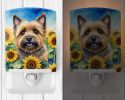 NEW Cairn Terrier in Sunflowers Ceramic Night Light Compact, UL-Certified, Ideal for Bedroom, Bathroom, Nursery, Hallway, Kitchen, 6x4x3, Multicolor